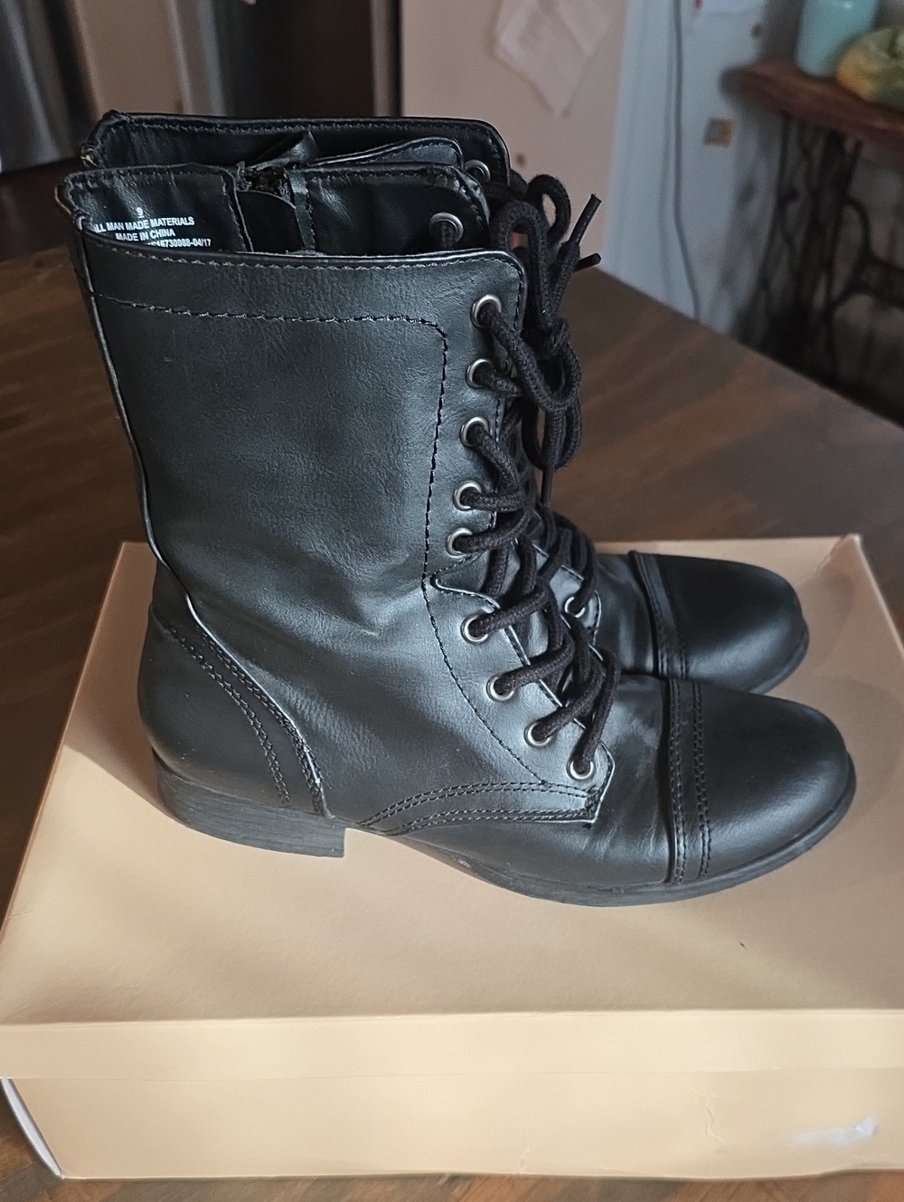 Mossimo Supply Co. Black Lace-Up Combat Ankle Boots